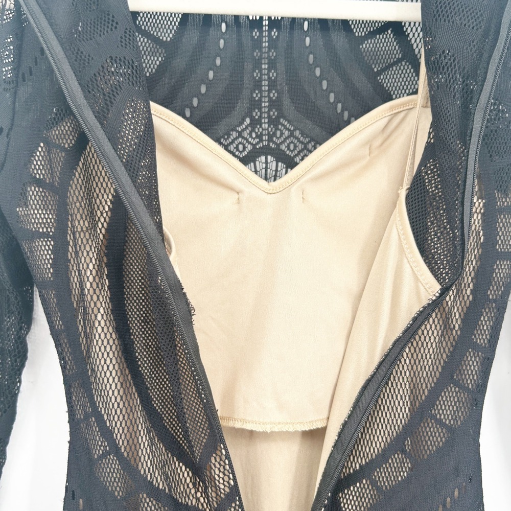 Marciano Womens Black Lace Illusion Geometric Goth Glam Y2K Maxi‎ Dress Size M - Picture 8 of 8